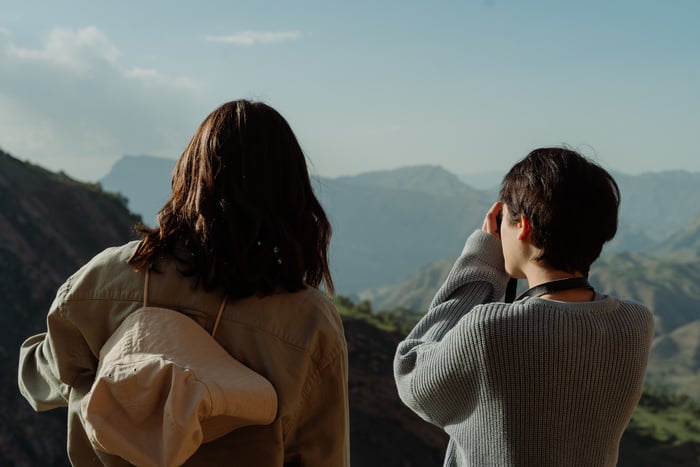 Women Looking at the Mountains